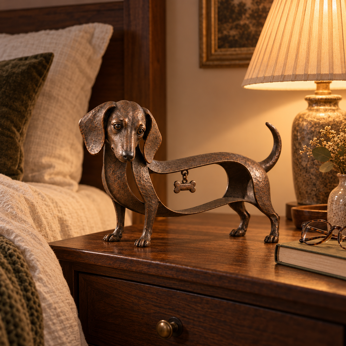 🐾Scultura di un bassotto in stile vintage – Un classico senza tempo / Decorazione vintage in ferro battuto raffigurante un bassotto