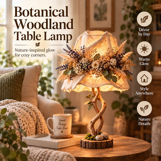 💥 50% DI SCONTO🌿 Lampada da tavolo “Botanical Woodland”✨ Luce calda e decorazioni ispirate alla natur