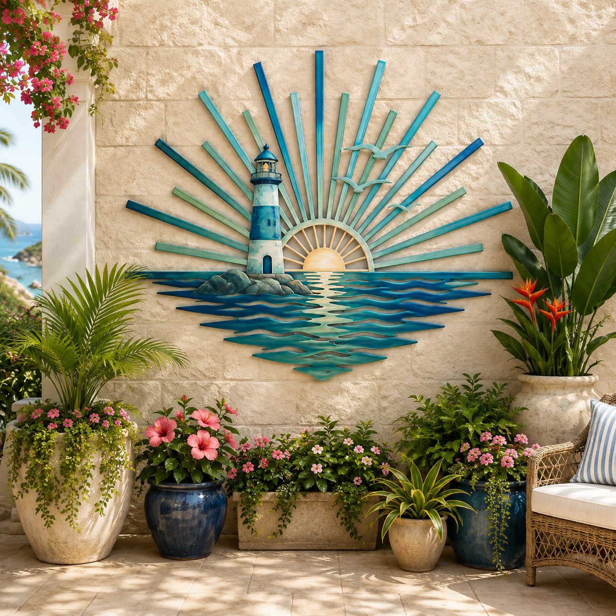 🌅 Decorazione da parete in metallo “Legend of the Sunset Tides” – 🌊 Decorazione da parete in metallo in stile nautico vintage