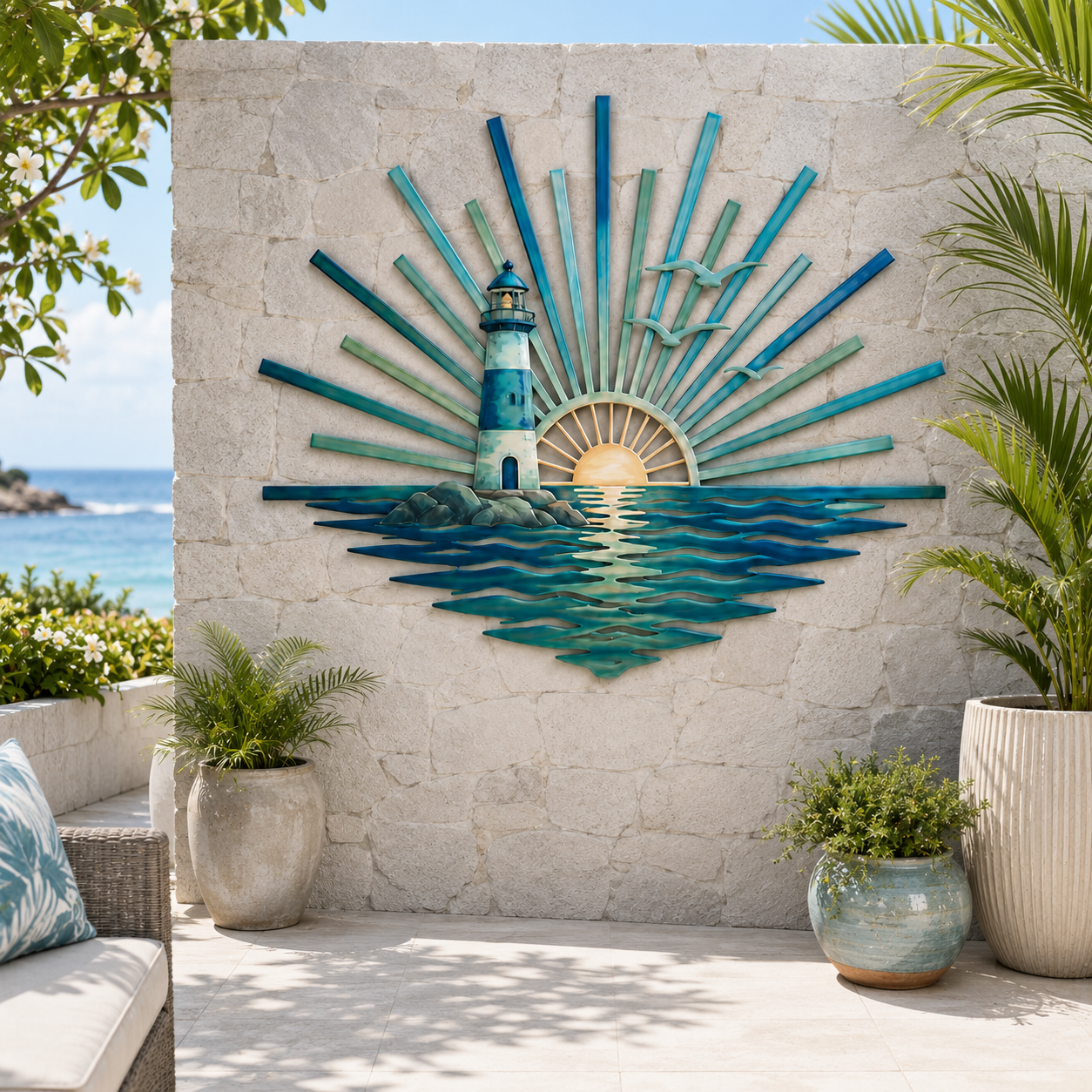 🌅 Decorazione da parete in metallo “Legend of the Sunset Tides” – 🌊 Decorazione da parete in metallo in stile nautico vintage