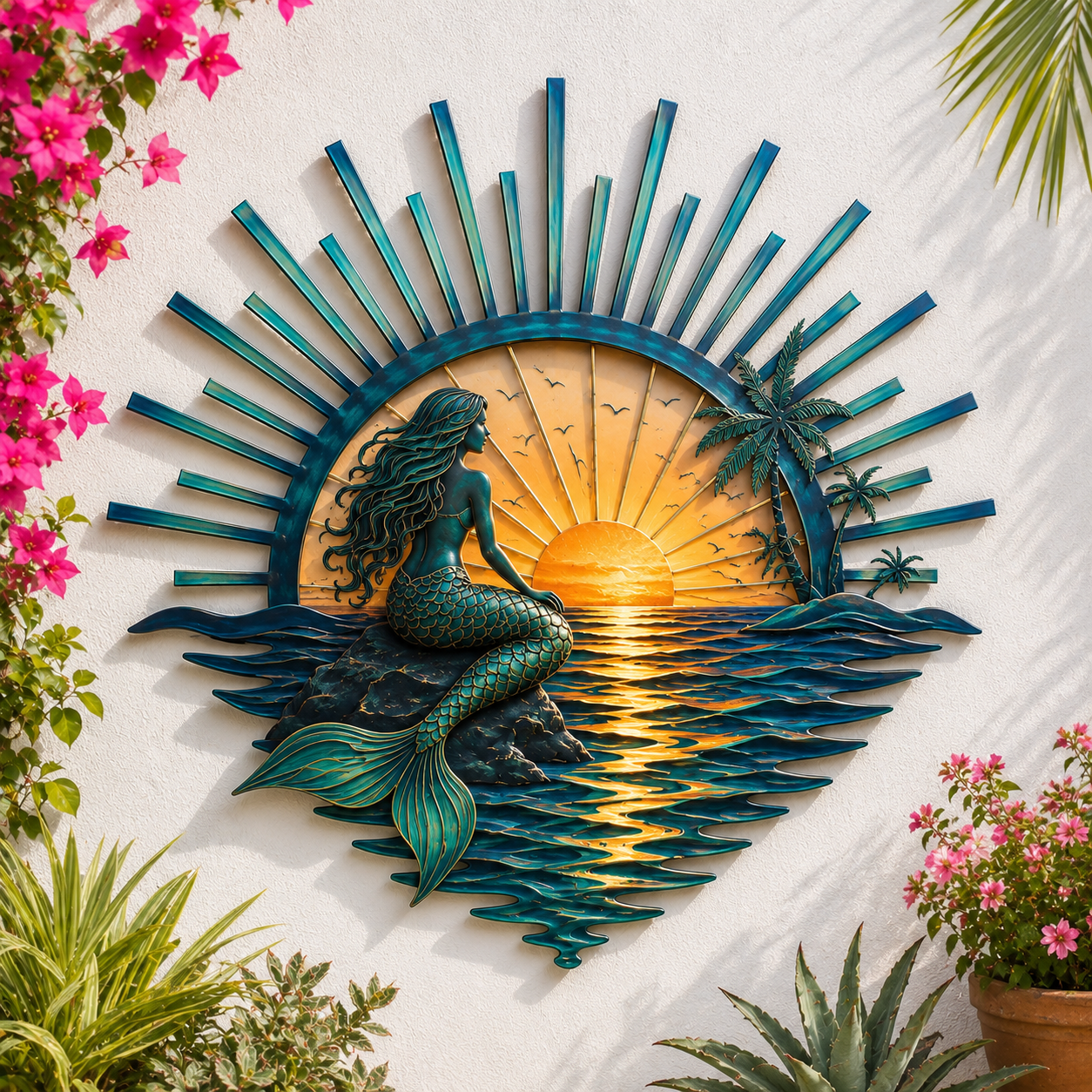 🌅 Decorazione da parete in metallo “Legend of the Sunset Tides” – 🌊 Decorazione da parete in metallo in stile nautico vintage