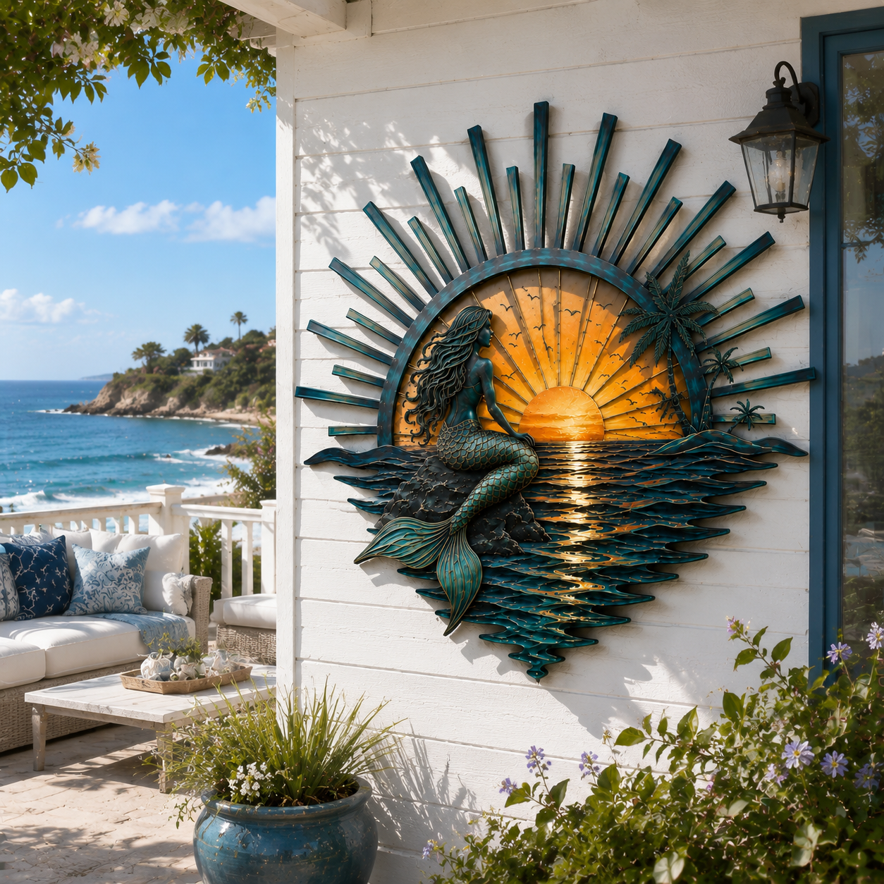 🌅 Decorazione da parete in metallo “Legend of the Sunset Tides” – 🌊 Decorazione da parete in metallo in stile nautico vintage