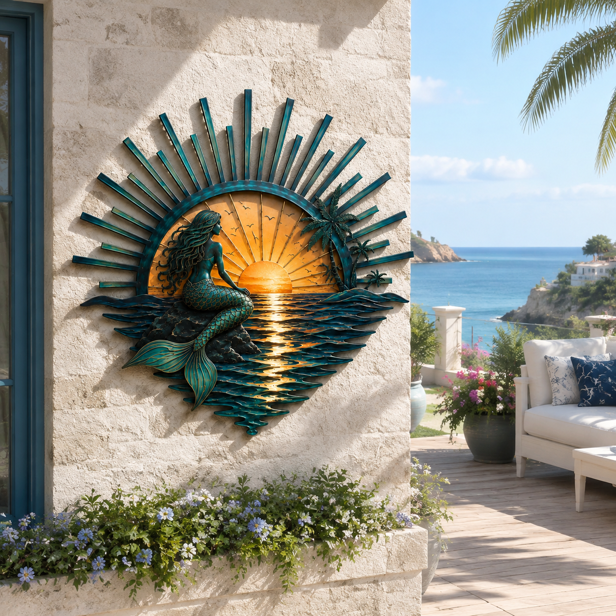 🌅 Decorazione da parete in metallo “Legend of the Sunset Tides” – 🌊 Decorazione da parete in metallo in stile nautico vintage