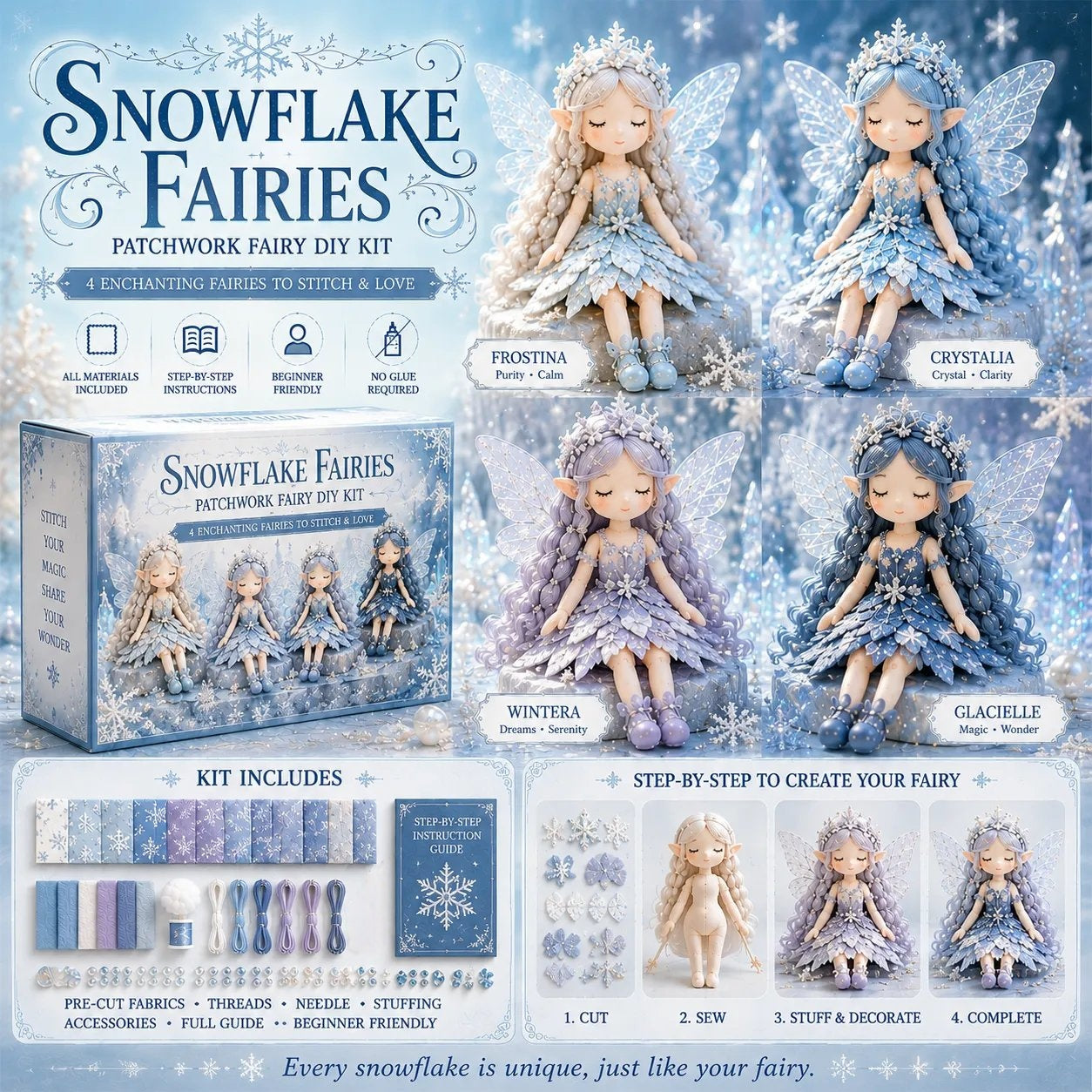 🔥ULTIMO GIORNO: SCONTO DEL 50% - 🧵Collezione fai da te Fairy Patchwork