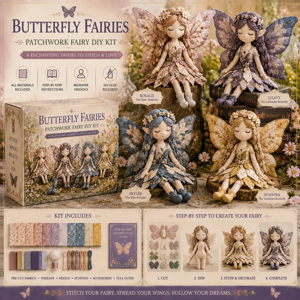 🔥ULTIMO GIORNO: SCONTO DEL 50% - 🧵Collezione fai da te Fairy Patchwork