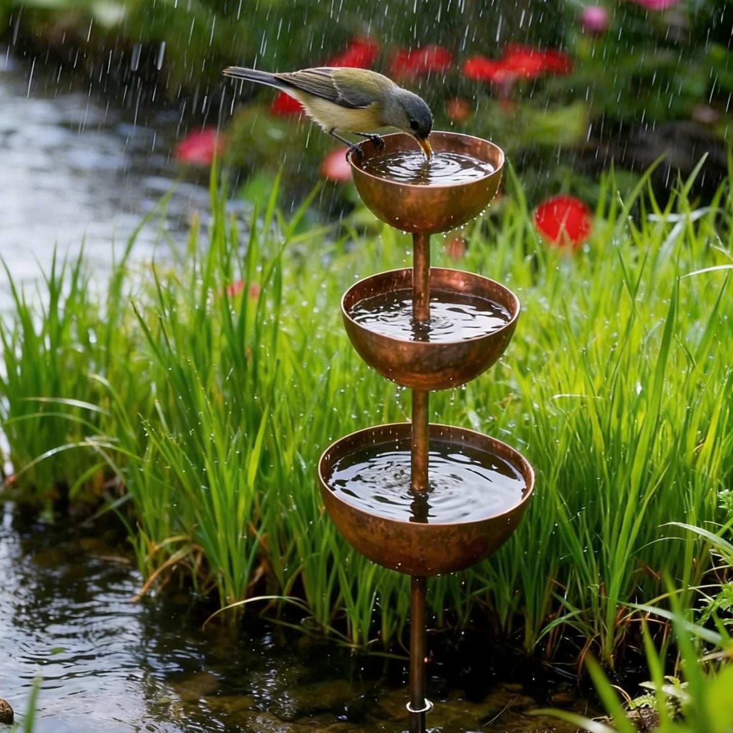 🌧️ Raccoglitore di pioggia - Sostegno per piante🐦 Decorazione da giardino in metallo