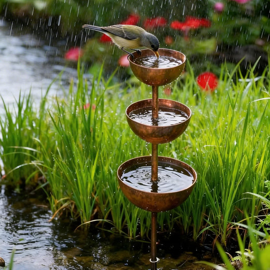 🌧️ Raccoglitore di pioggia - Sostegno per piante🐦 Decorazione da giardino in metallo