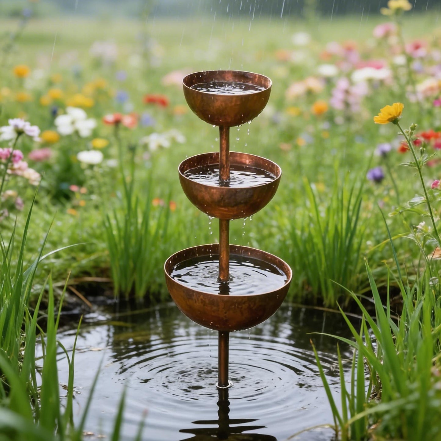 🌧️ Raccoglitore di pioggia - Sostegno per piante🐦 Decorazione da giardino in metallo