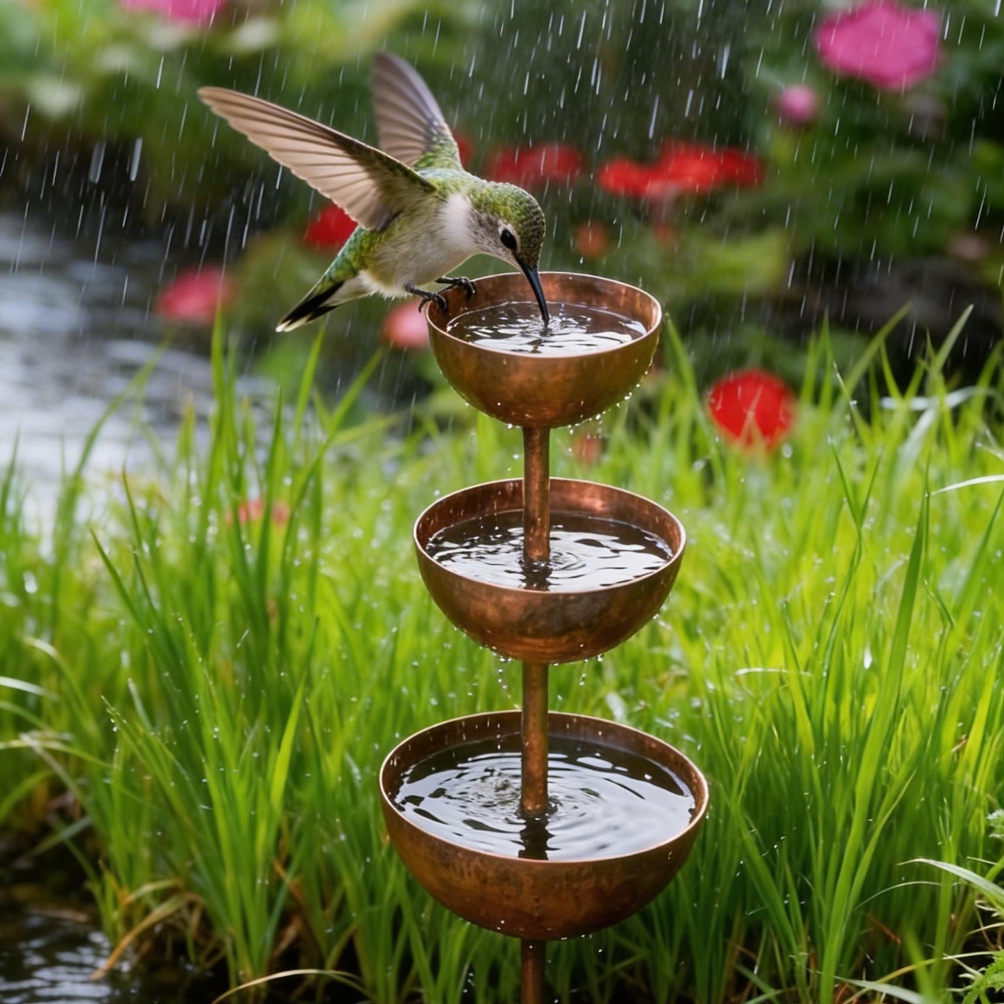 🌧️ Raccoglitore di pioggia - Sostegno per piante🐦 Decorazione da giardino in metallo