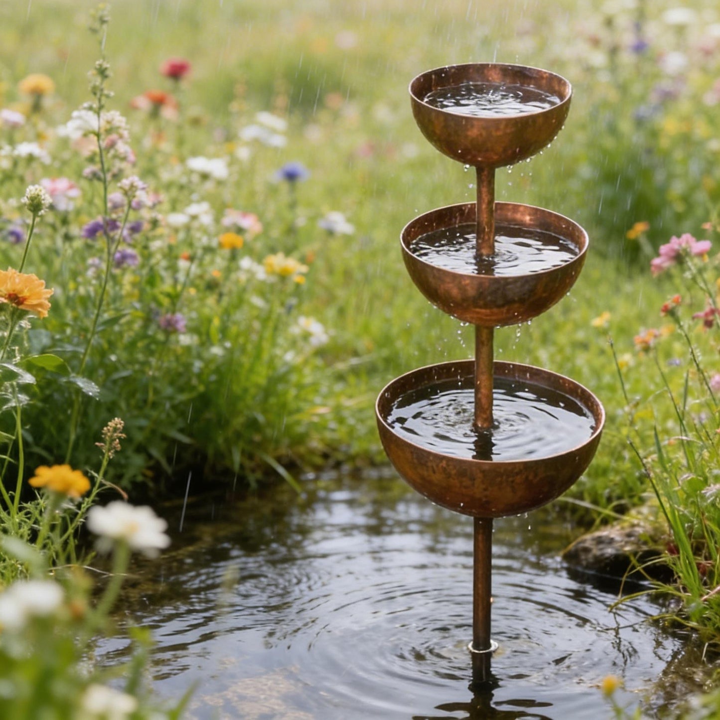 🌧️ Raccoglitore di pioggia - Sostegno per piante🐦 Decorazione da giardino in metallo