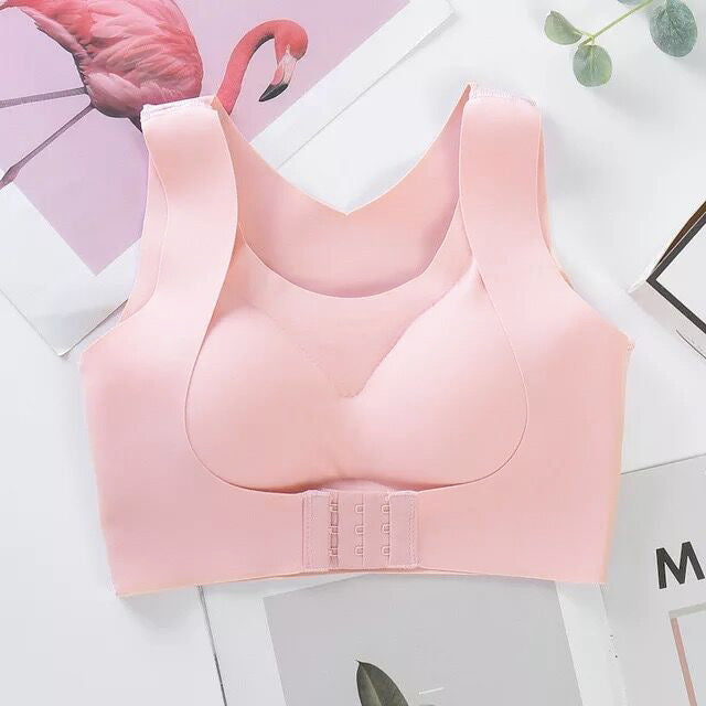 Reggiseno posturale senza ferretto con chiusura frontale e spalline incrociate sulla schien