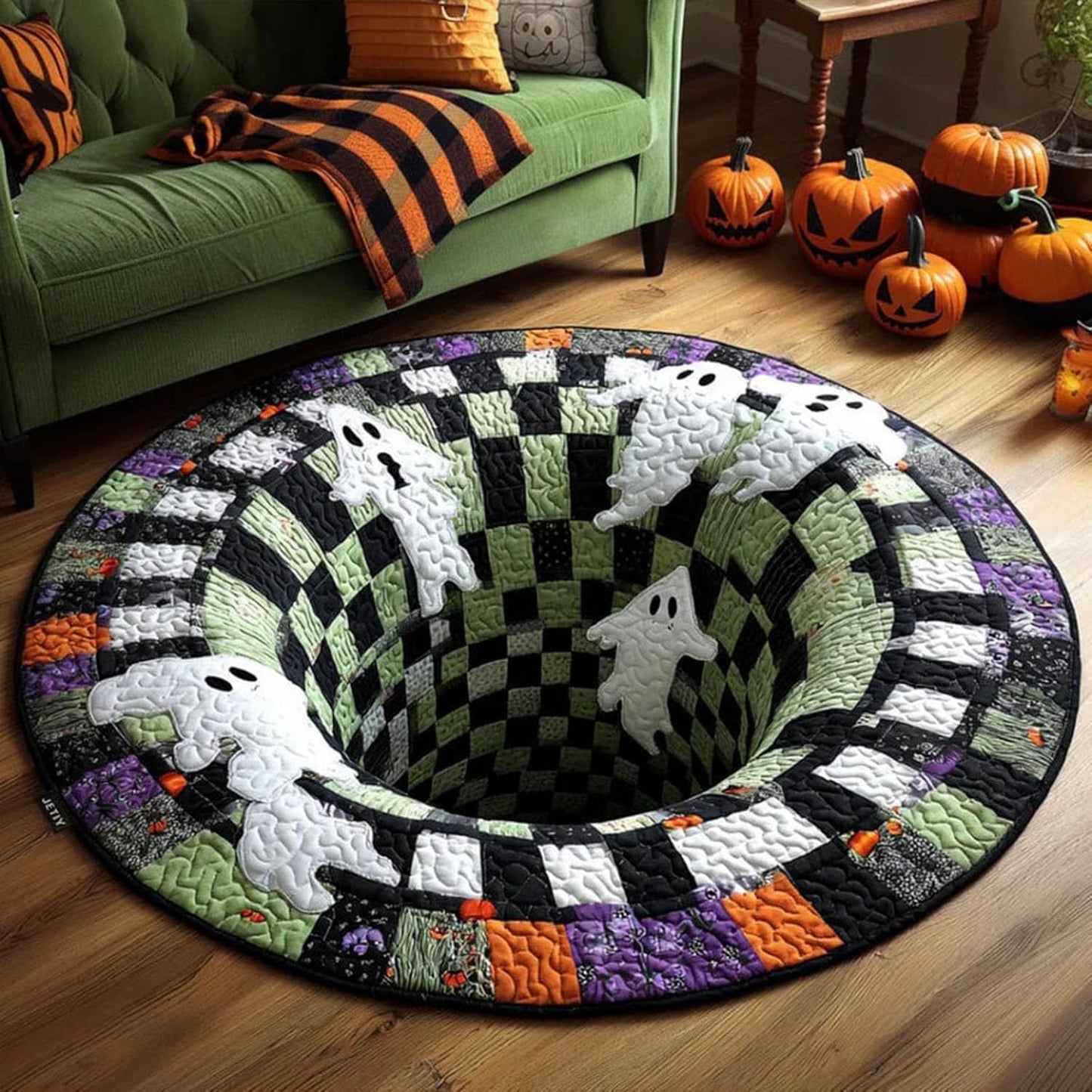 🎃 Tappeto rotondo trapuntato a forma di scheletro 3D “Vortex” per Hallowee