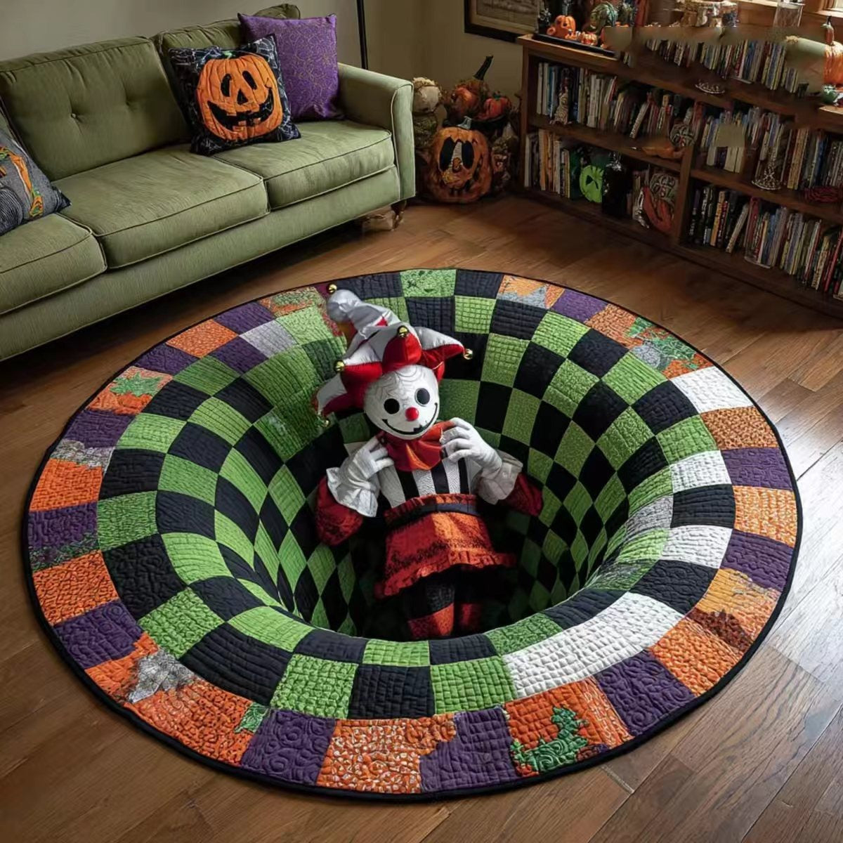 🎃 Tappeto rotondo trapuntato a forma di scheletro 3D “Vortex” per Hallowee