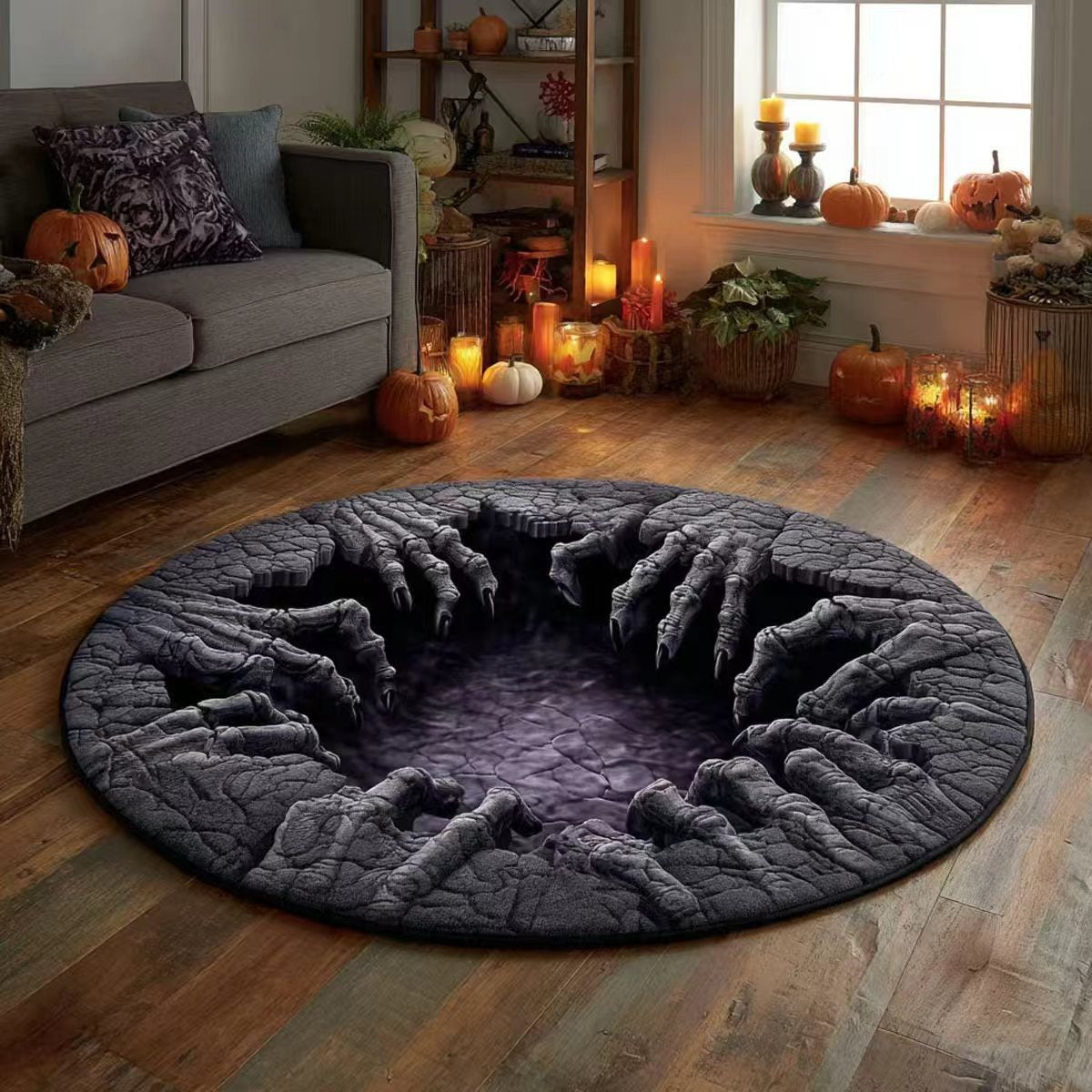 🎃 Tappeto rotondo trapuntato a forma di scheletro 3D “Vortex” per Hallowee