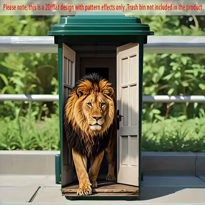 🦒🐯Kreativt søppelbøtteklistremerke med fargerik tegneserie✨