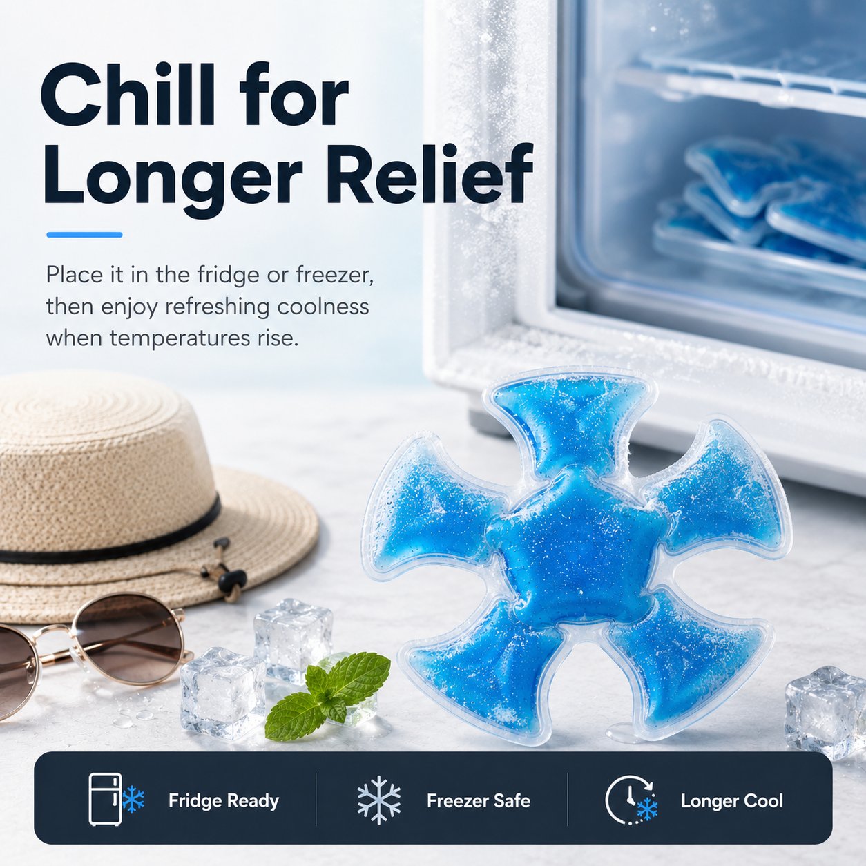 ❄️ Inserto rinfrescante in gel da indossare – Comfort nel cappello e per tutto il corpo 🧢💙