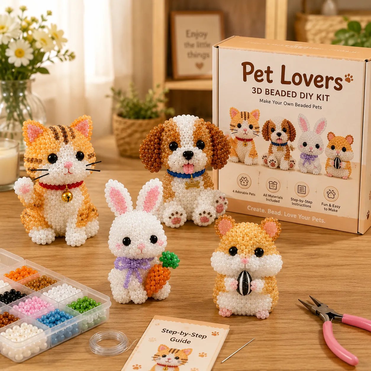 🧵✨ Kit fai da te per creare piccoli animaletti in 3D con perlin