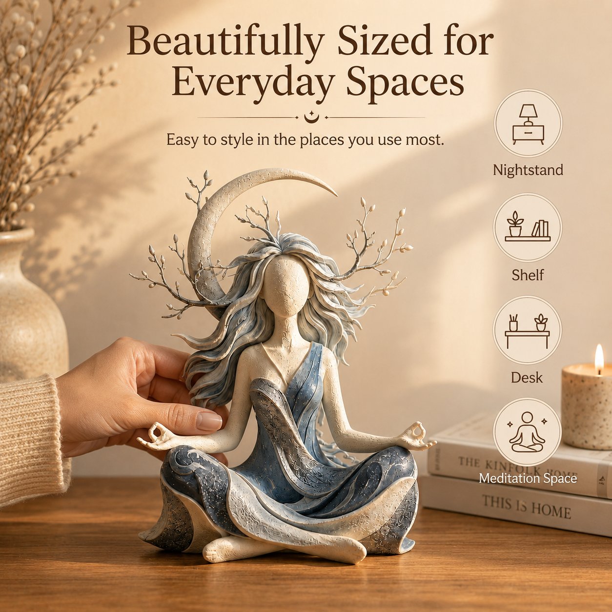 🧘 Scultura dedicata alla meditazione e alla pace | Decorazione d'arredo per una casa seren