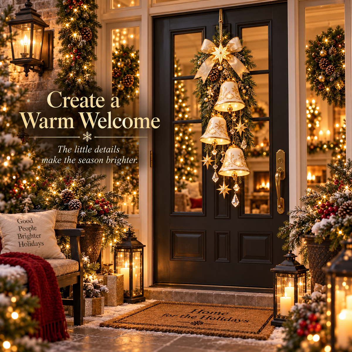 🔔✨Ultimo giorno: SCONTO DEL 49%✨✨ Golden Bell Blessing Cascade™ – Decorazione natalizia luminosa per la porta