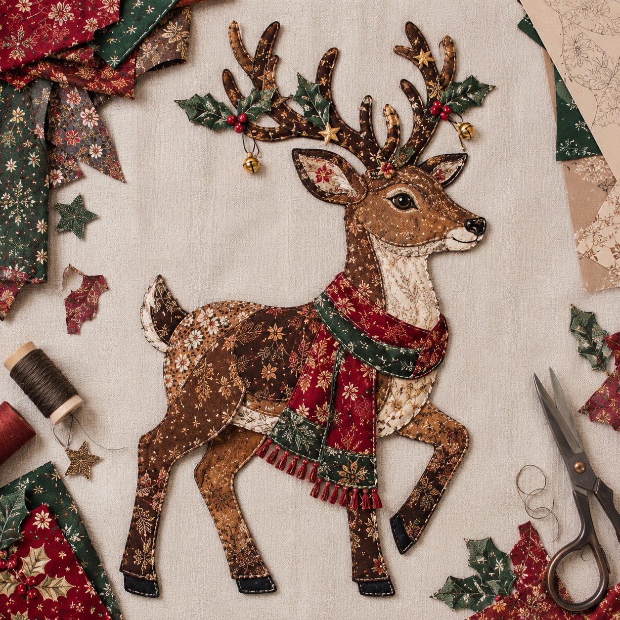 🔥ULTIMO GIORNO DI SCONTO DEL 49% - 🎅Set di decorazioni fai da te con tessuto patchwork natalizio – Risultati meravigliosi, non è richiesta alcuna esperienza