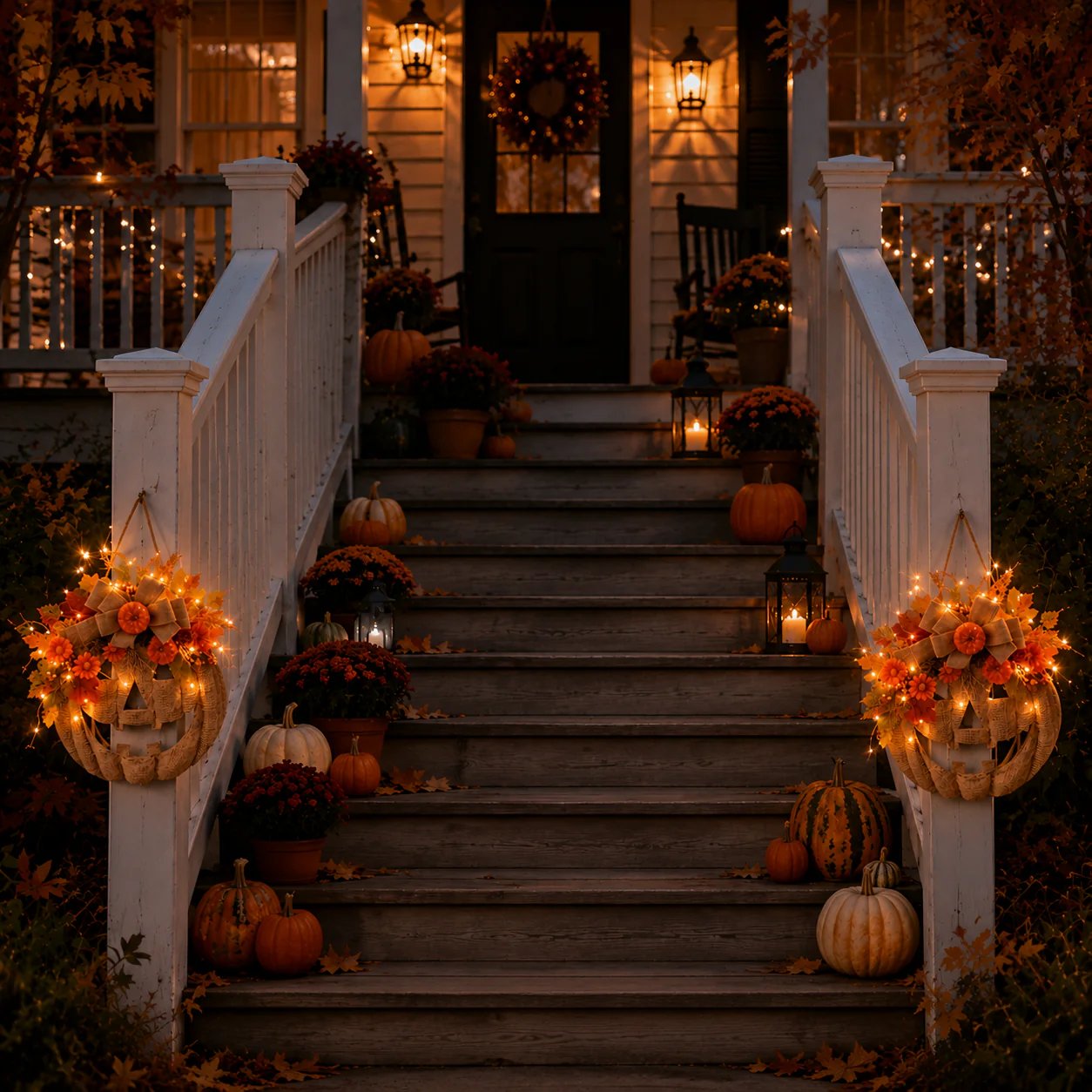 🎃✨ Ghirlanda di zucche in tela di juta illuminata