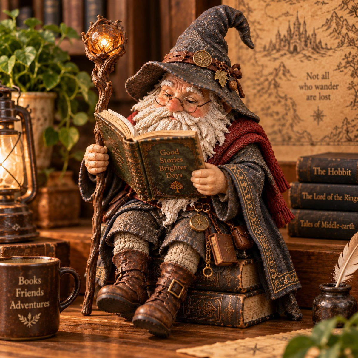 🔥ULTIMO GIORNO: SCONTO DEL 50%🧙‍♂️ Lo gnomo studioso errante – Statuetta del mago incantato della lettur