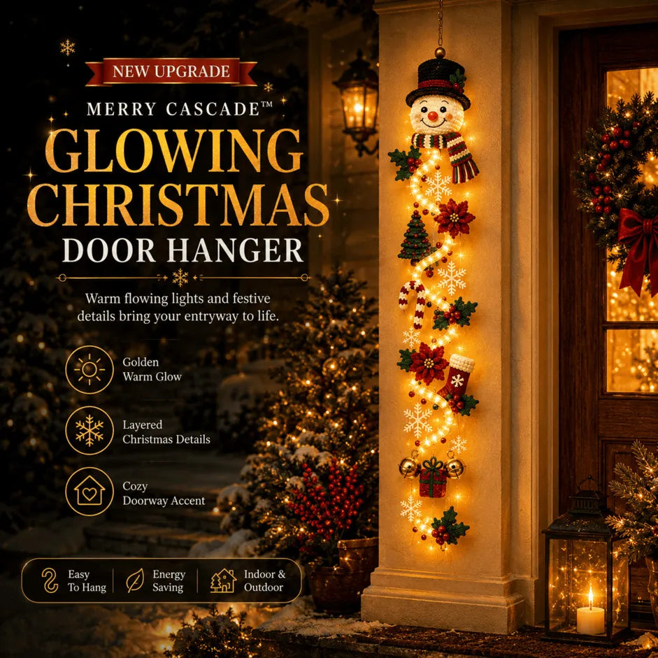 ⏳ Ultimo giorno con il 49% di sconto – 🎄MerryCascade™: decorazione luminosa da appendere alla porta per Natale | 6 modelli festosi con luci✨