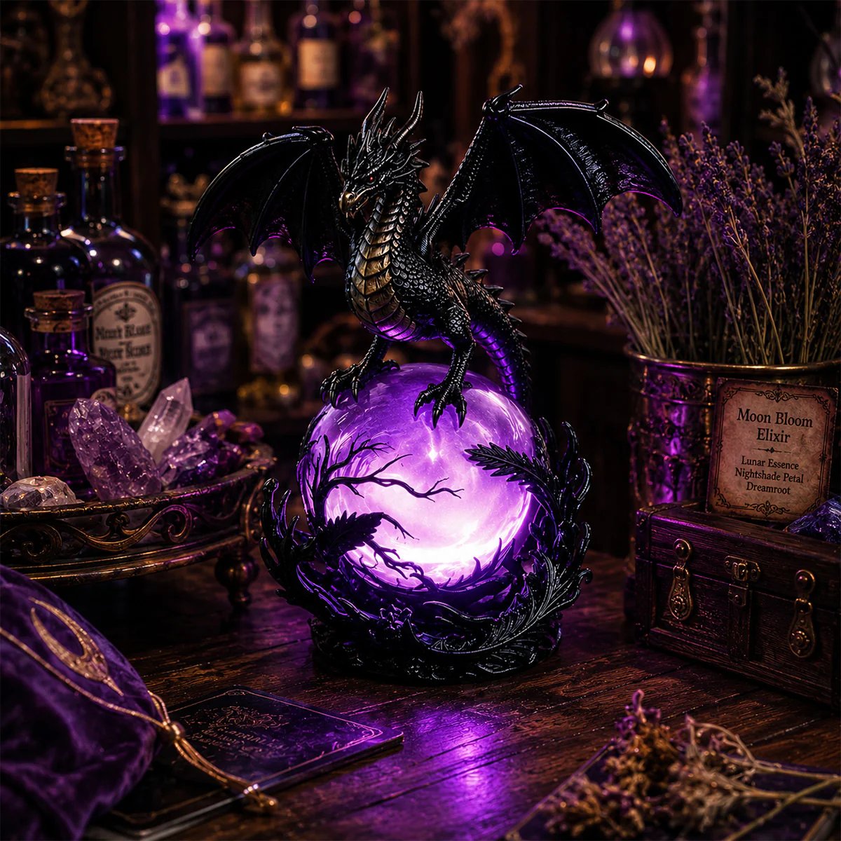 🔮Lampada a LED a forma di sfera di cristallo con drago gotico per un arredamento in stile dark