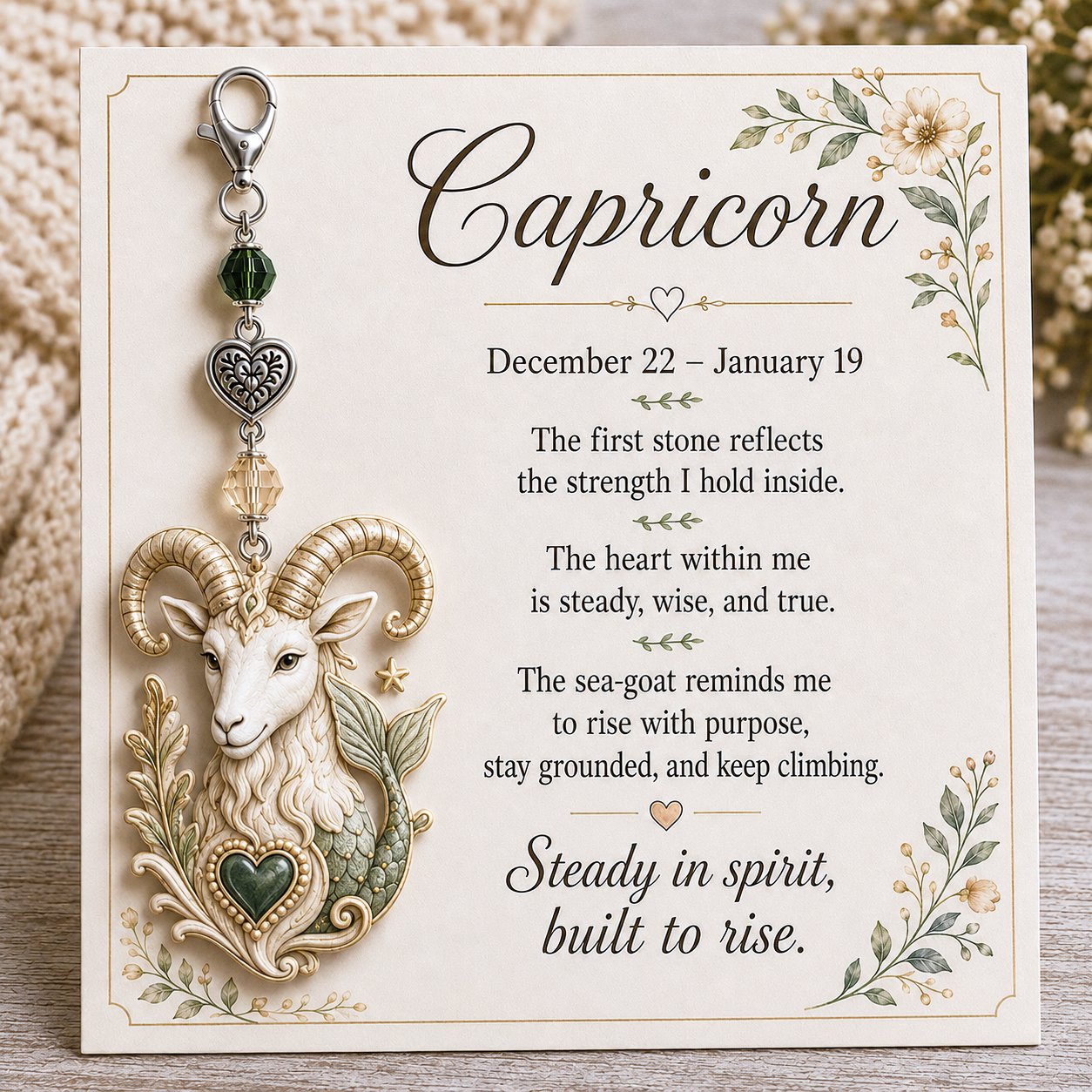 12 ciondoli con pietre natali dei segni zodiacali e biglietto ricordo | Regalo di compleanno a tema astrologia per le