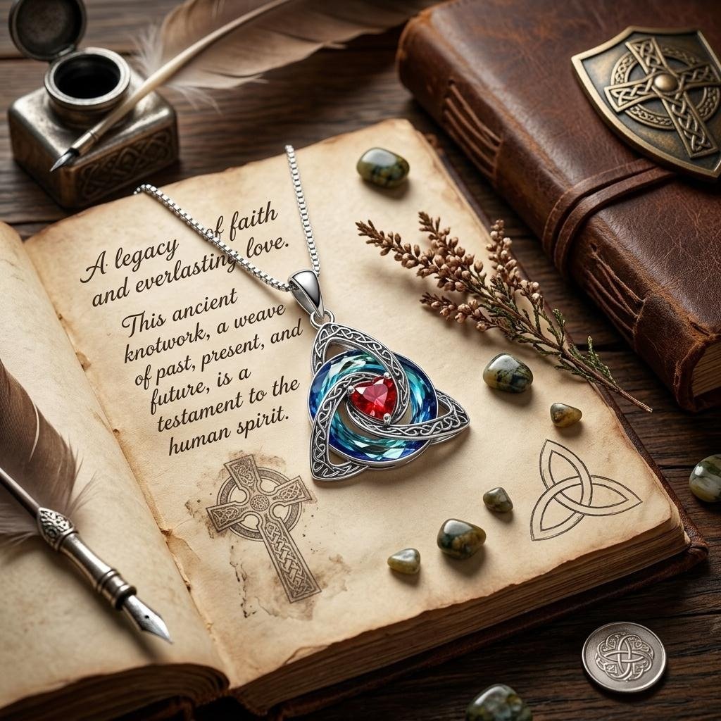 ✨Collana con nodo celtico della Trinità e pietra natale – Un simbolo significativo di amore e legame ❤️
