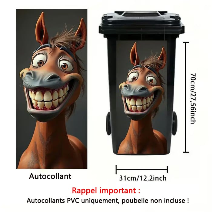 🦒🐯Kreativt søppelbøtteklistremerke med fargerik tegneserie✨