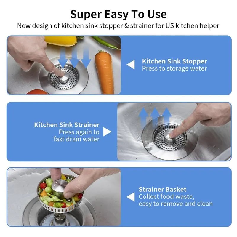 Filtro di scarico per lavello da cucina 3 in 1 migliorato