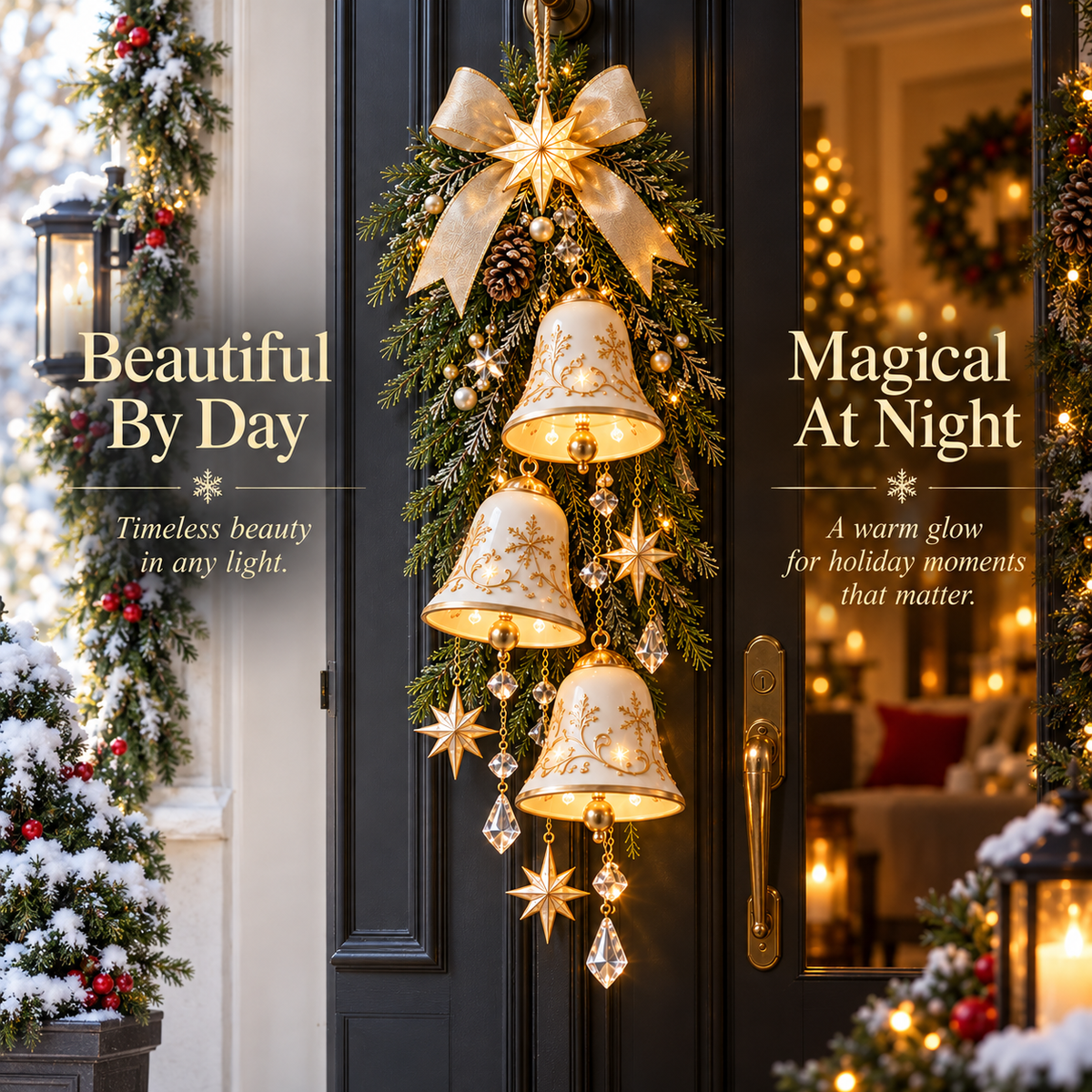 🔔✨Ultimo giorno: SCONTO DEL 49%✨✨ Golden Bell Blessing Cascade™ – Decorazione natalizia luminosa per la porta