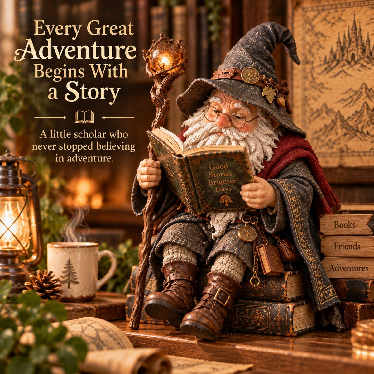 🔥ULTIMO GIORNO: SCONTO DEL 50%🧙‍♂️ Lo gnomo studioso errante – Statuetta del mago incantato della lettur