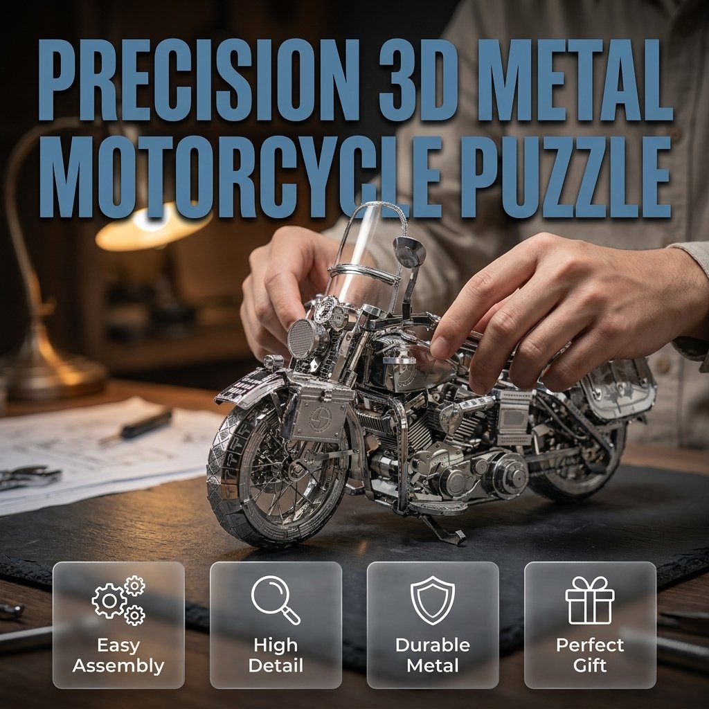 🔥OFFERTA SPECIALE🔥Puzzle da assemblare in metallo 3D argentato a forma di moto