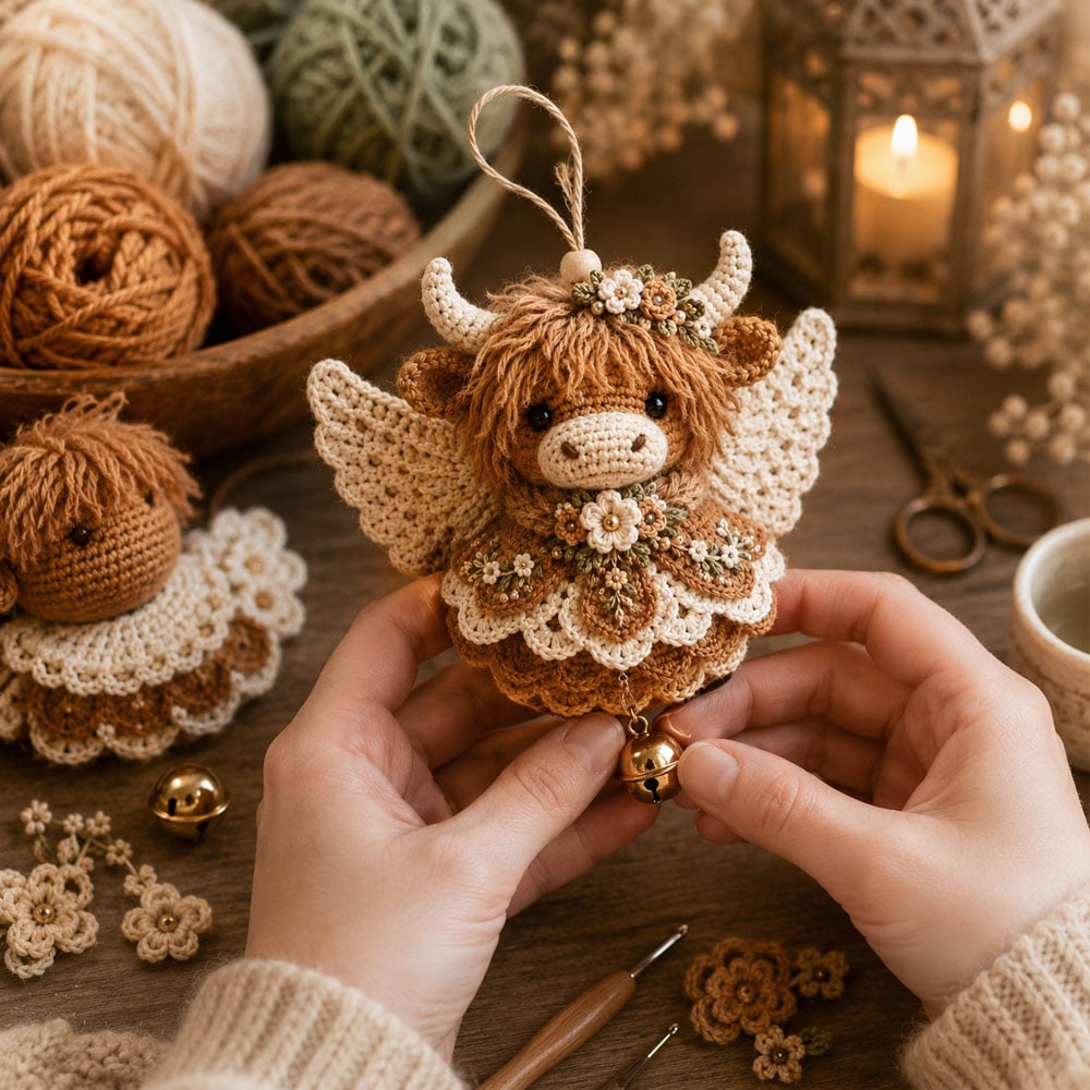 🔥Ultimo giorno: SCONTO DEL 50% 🪽 Kit fai da te per realizzare un addobbo natalizio all’uncinetto “Animal Angel”