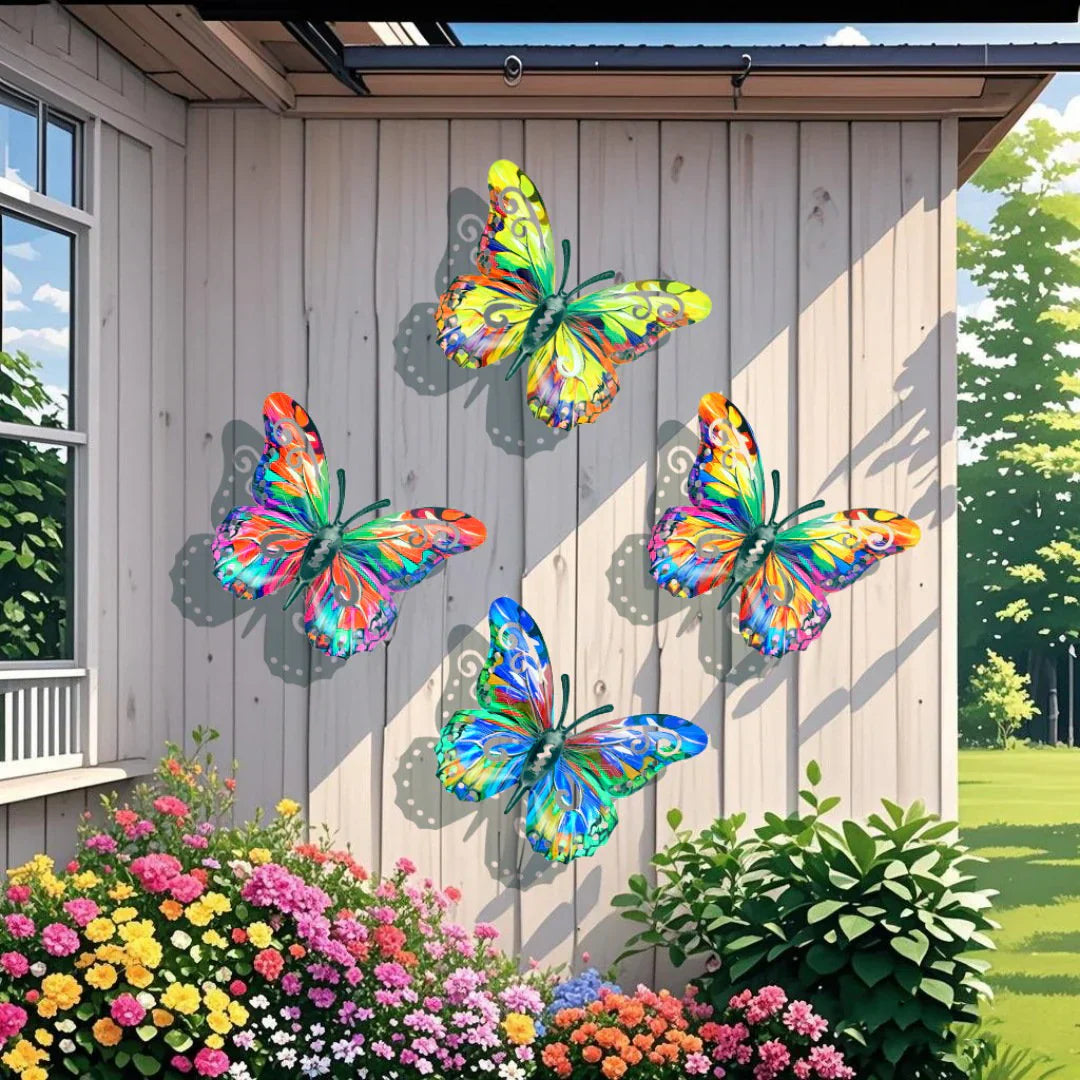 🦋Un set completo! Decorazioni da parete in metallo a forma di farfalla (4 pezzi)🤩