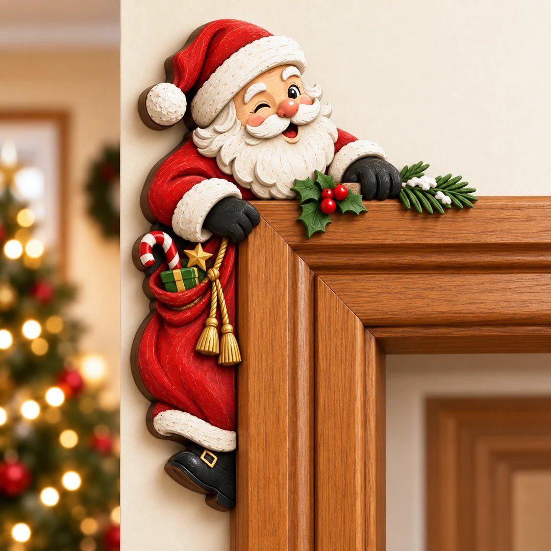 ⏰ULTIMO GIORNO: SCONTO DEL 50% 🎅Decorazione angolare per telaio della porta “Peekaboo” natalizi