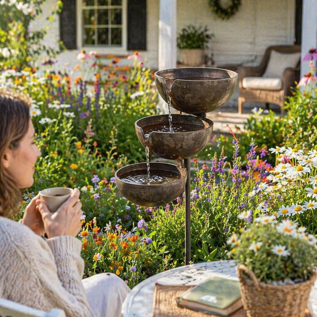🔥Offerta speciale: 50% di sconto🔥Dai nuova vita al tuo giardino – Una tranquilla vaschetta per uccelli a cascata che raccoglie l'acqua piovana, per accogliere la fauna selvatica del giardino🌿