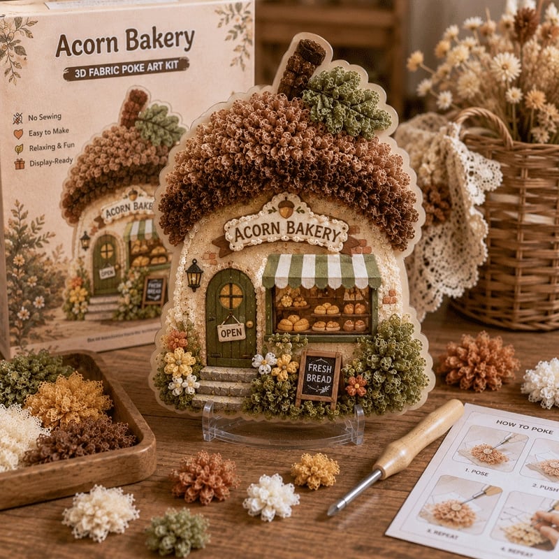 🔥 Ultimo giorno: sconto del 49% – ✨ Kit “Whimsical Village” per arte 3D con tessuto (tecnica Poke Art)