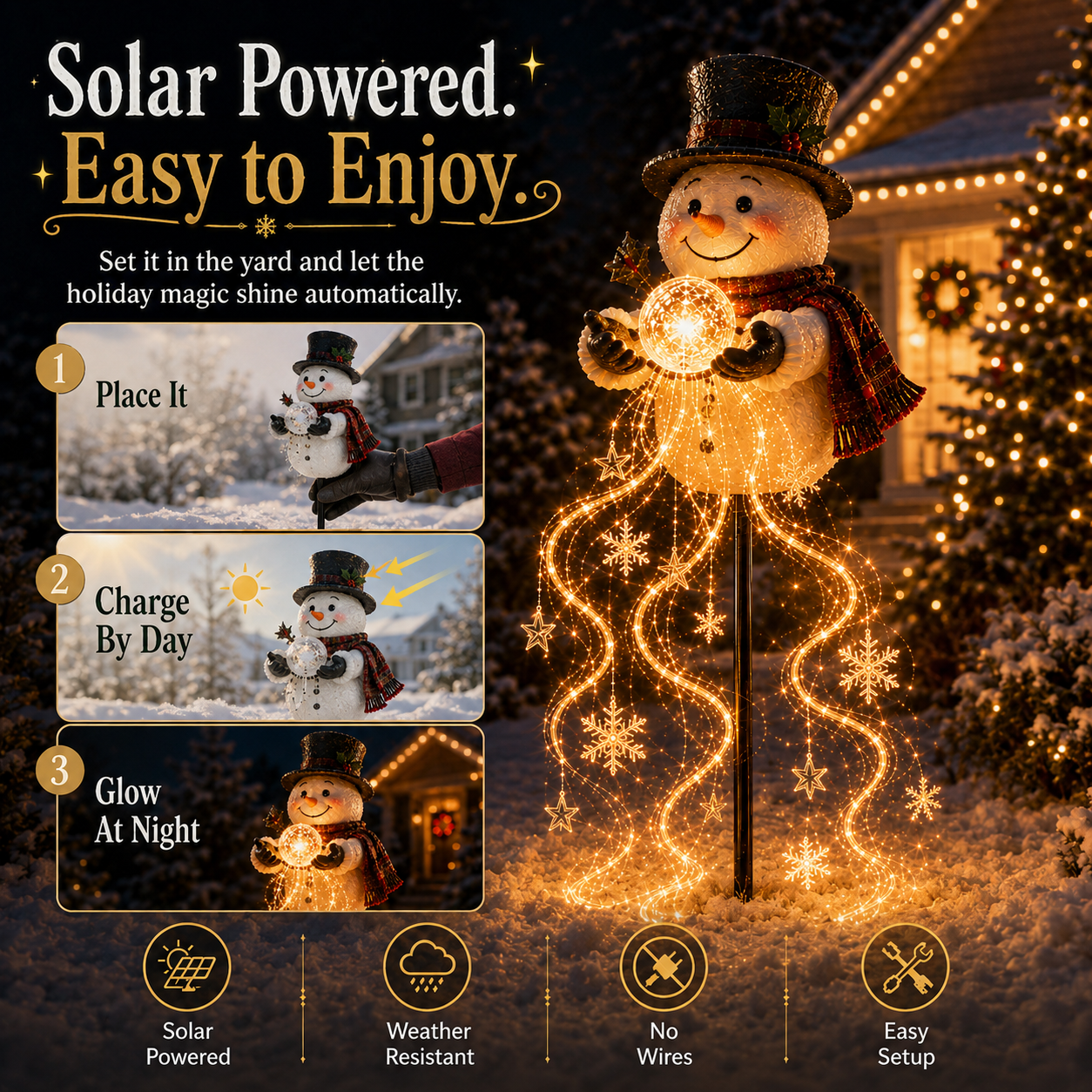 🎄SCONTO DEL 49%🎄 Snowman Magic Fountain™ - Luci natalizie da giardino a LED con fiocchi di neve danzanti❄️