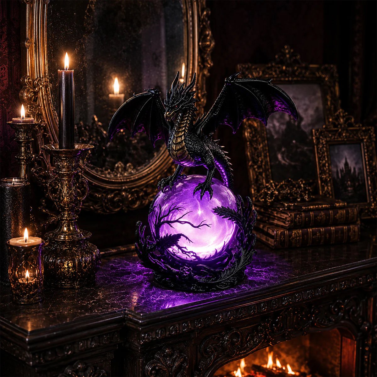 🔮Lampada a LED a forma di sfera di cristallo con drago gotico per un arredamento in stile dark