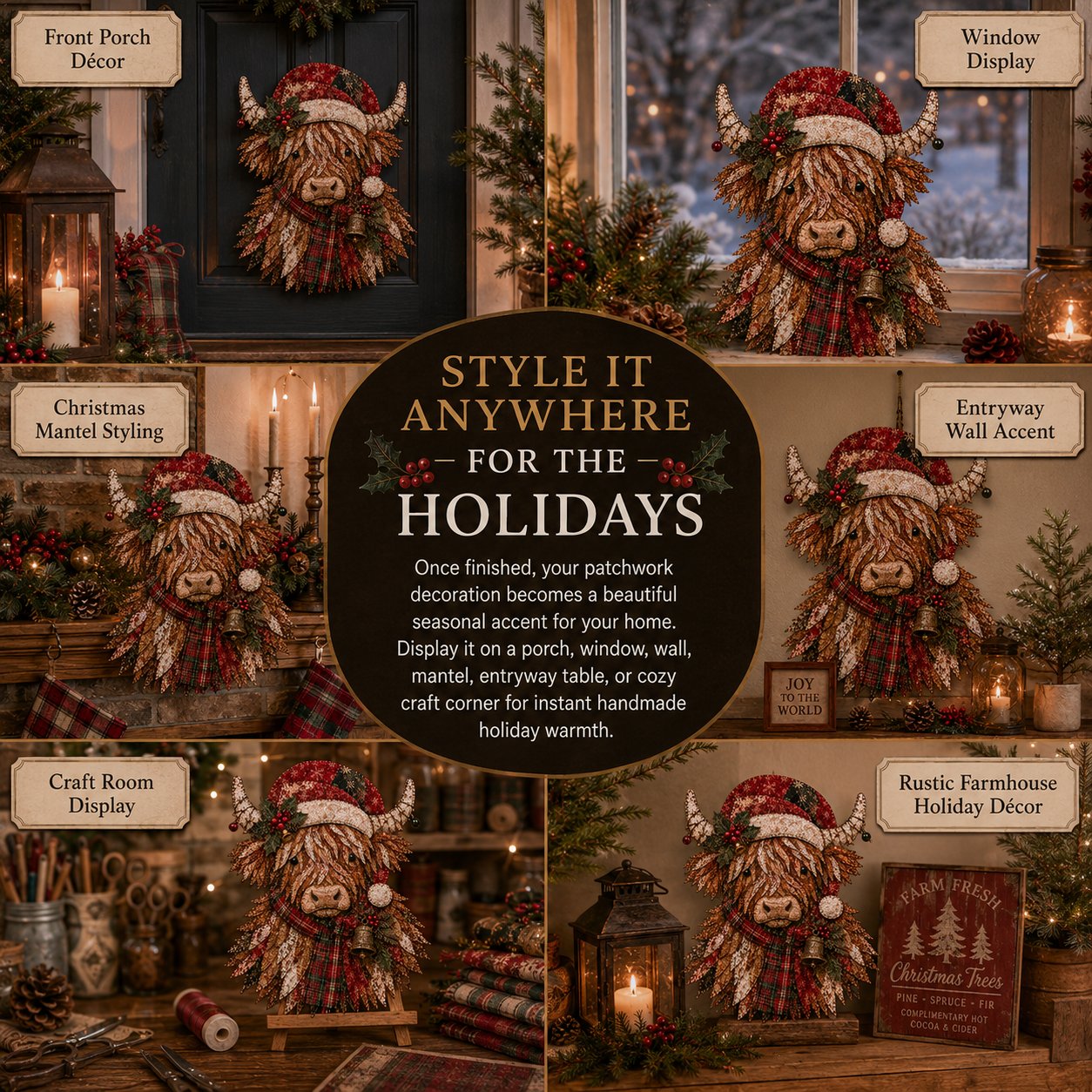 🔥ULTIMO GIORNO DI SCONTO DEL 49% - 🎅Set di decorazioni fai da te con tessuto patchwork natalizio – Risultati meravigliosi, non è richiesta alcuna esperienza