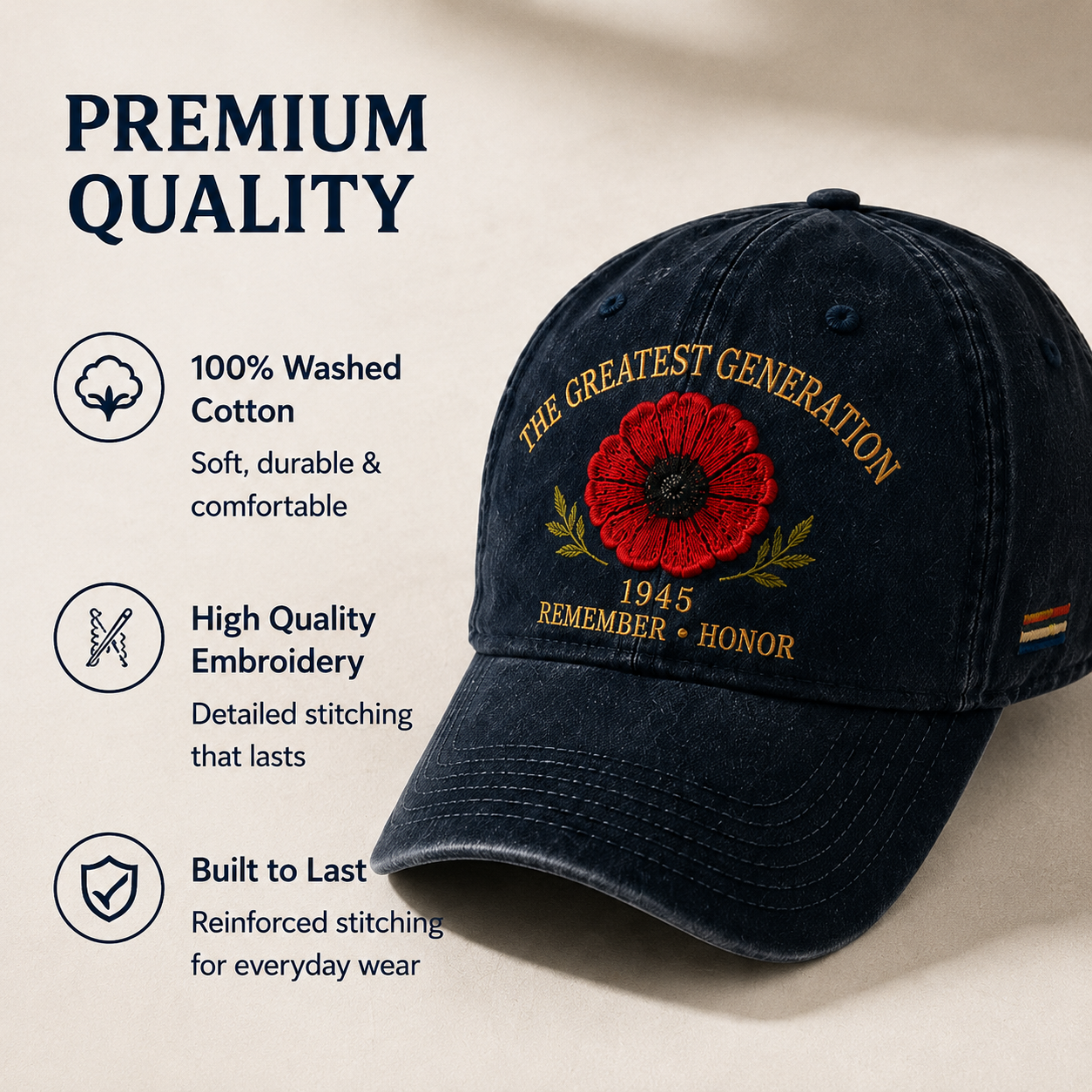 🎖️🌺 L'eredità di una generazione — Cappellino con papavero commemorativo del 194