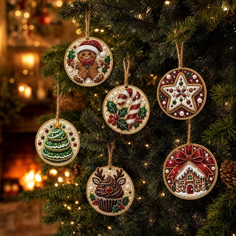 Kit fai da te per decorazioni natalizie con tecnica “diamond painting” – Decorazioni artigianali da appendere all'albero di Natal