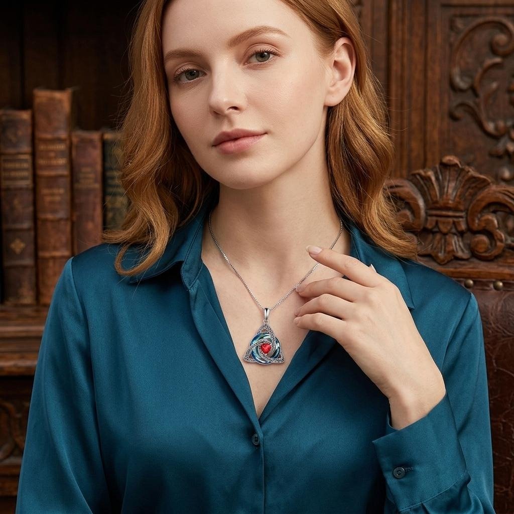 ✨Collana con nodo celtico della Trinità e pietra natale – Un simbolo significativo di amore e legame ❤️