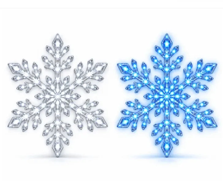 ❄️ Lampade da parete a LED a forma di fiocco di neve | Decorazioni natalizie 3D a forma di fiocco di neve | Set da 12, 24 e 36 fiocchi di neve | Luce blu e bianca + telecomando