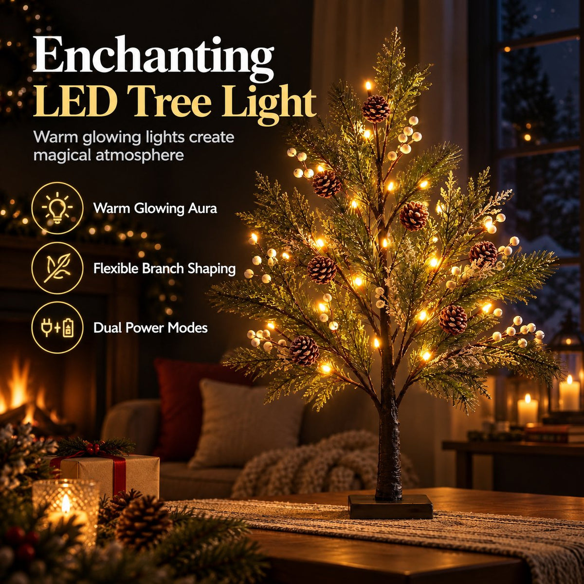 🎄💡 Albero illuminato a LED – Eleganza naturale per ogni stagione 🌿✨