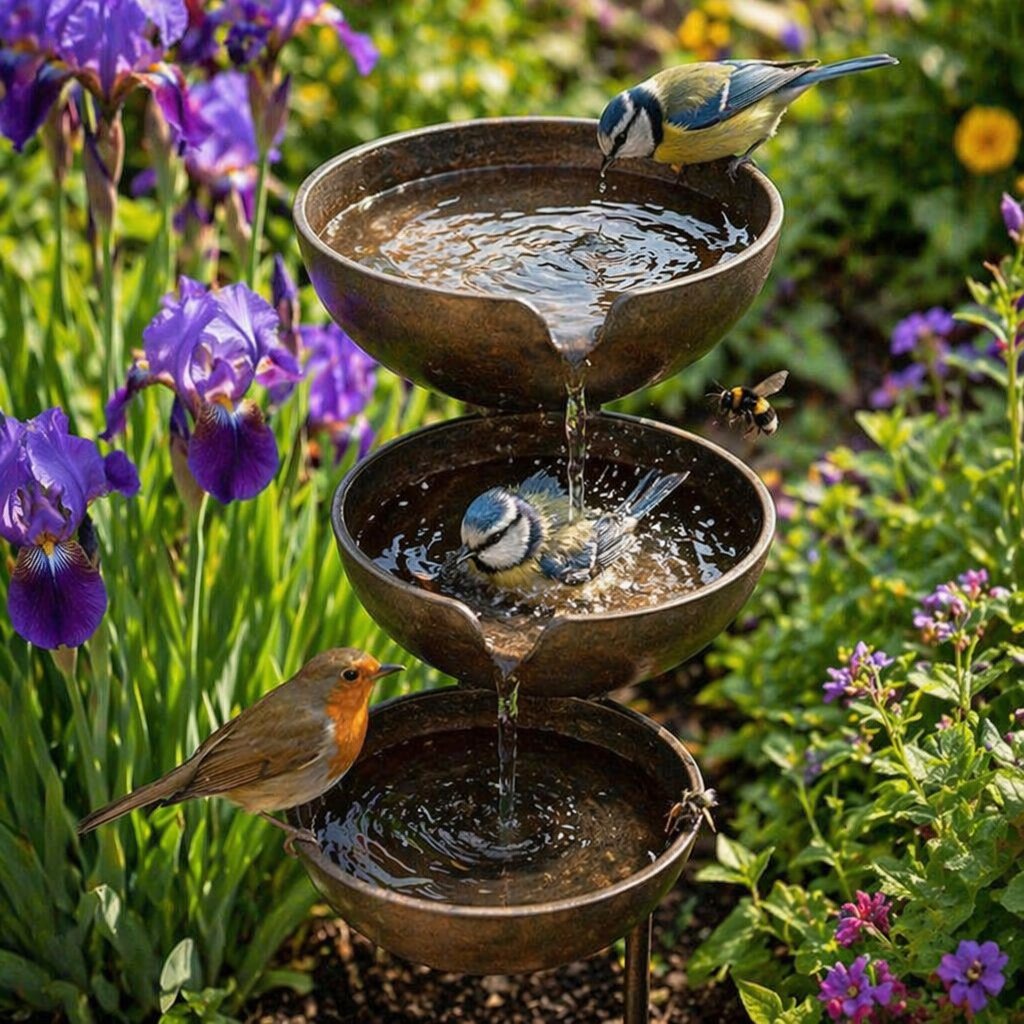 🔥Offerta speciale: 50% di sconto🔥Dai nuova vita al tuo giardino – Una tranquilla vaschetta per uccelli a cascata che raccoglie l'acqua piovana, per accogliere la fauna selvatica del giardino🌿