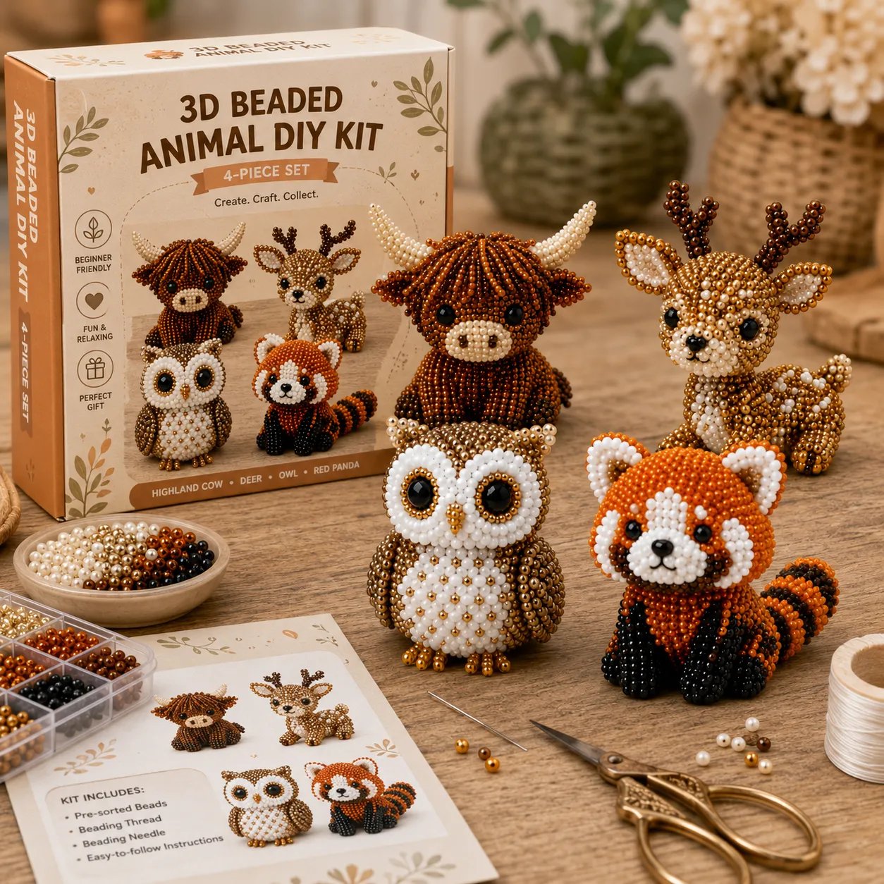 🧵✨ Kit fai da te per creare piccoli animaletti in 3D con perlin